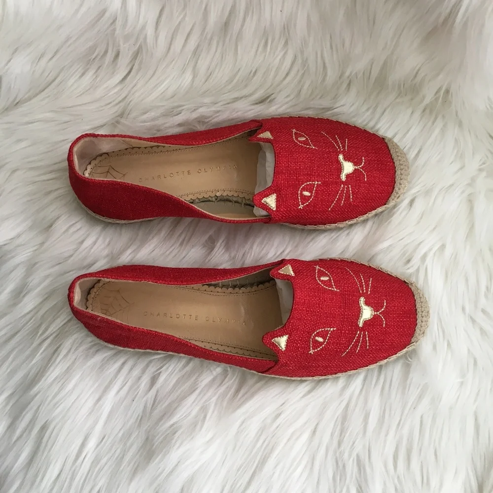 charlotte olympia kitty espadrille flats (worn once)
